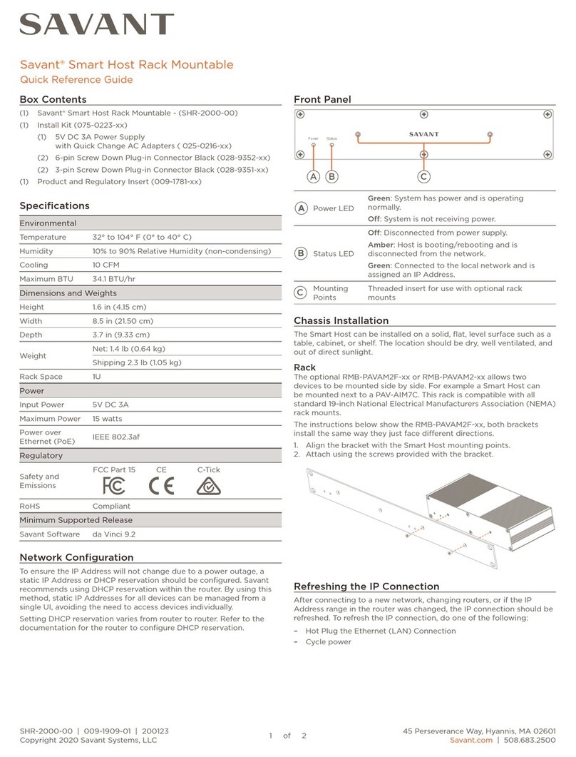 Savant Smart Host Rack Mountable User manual Savant Smart Host Rack Mountable User manual