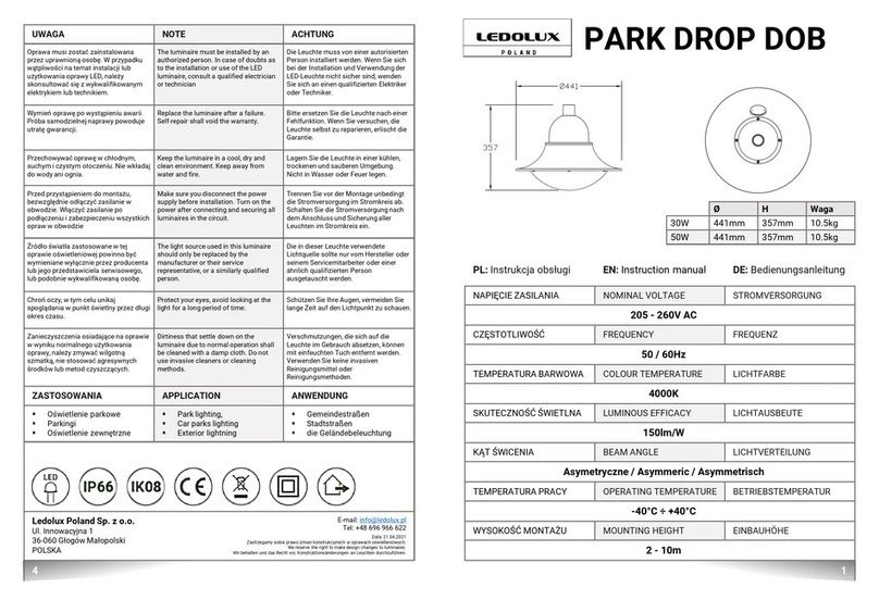 LEDOLUX PARK DROP DOB User manual