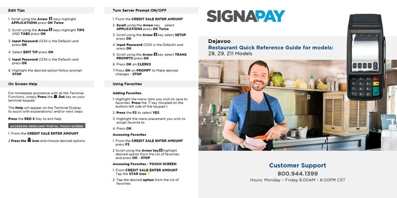 SignaPay Z8 Quick reference guide