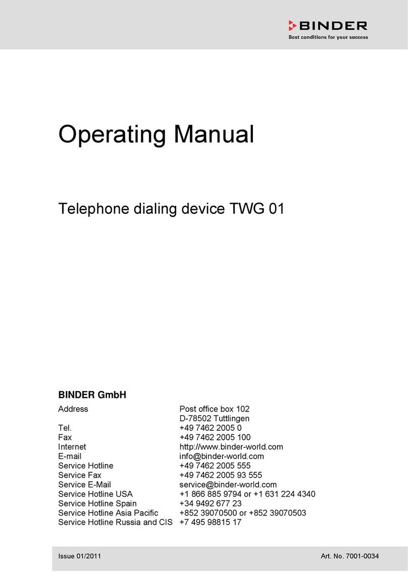 Binder TWG 01 operating manual