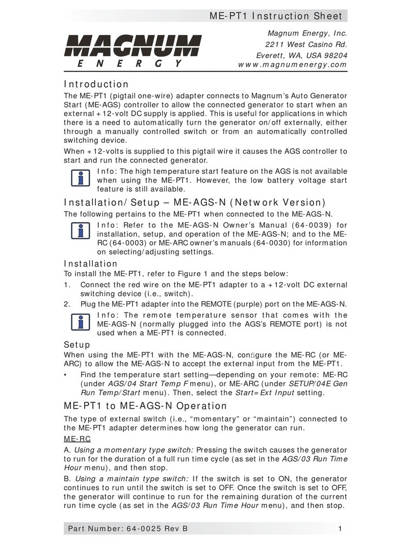 Magnum Energy ME-PT1 instruction sheet