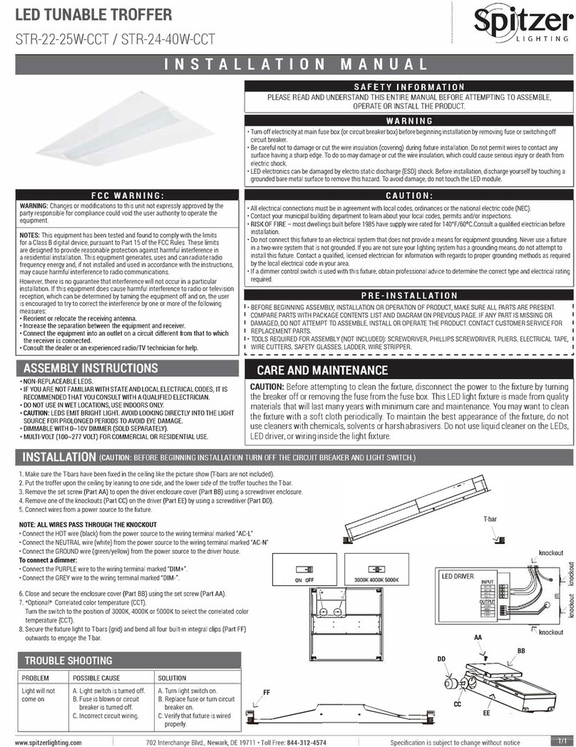 Spitzer LIGHTING STR-22-25W-CCT installation manual