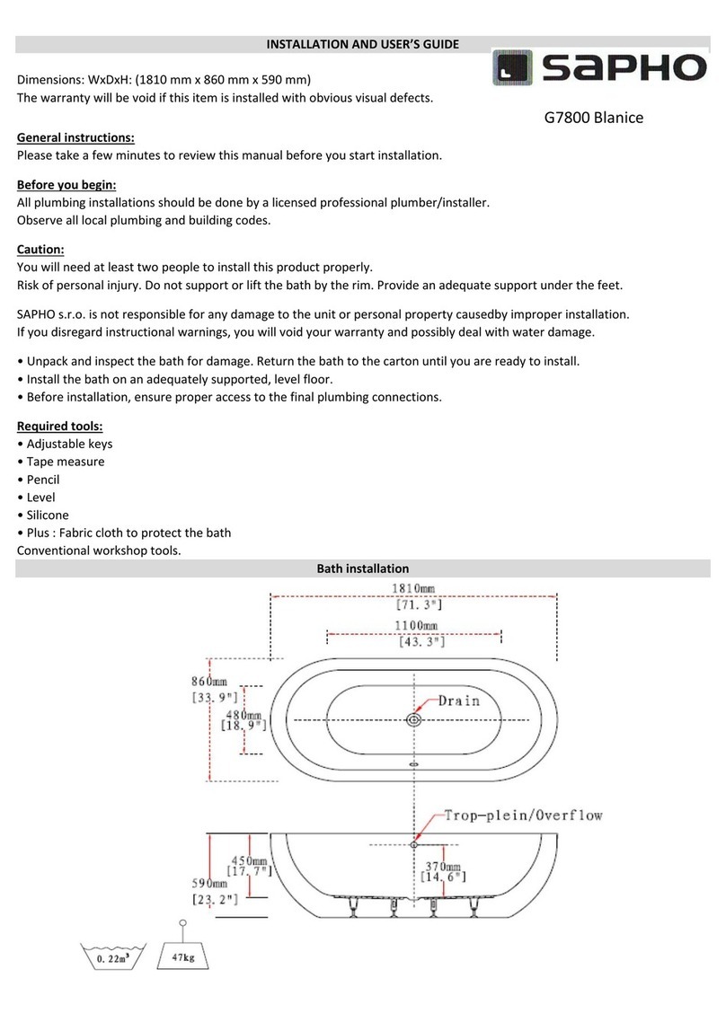 Sapho G7800 Blanice Installation and user guide Sapho G7800 Blanice Installation and user guide