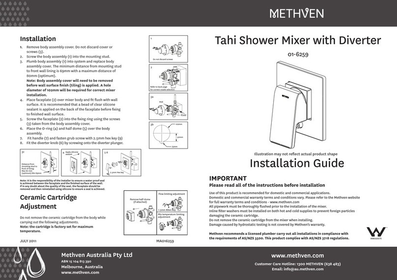 METHVEN 01-6259 installation guide METHVEN 01-6259 installation guide
