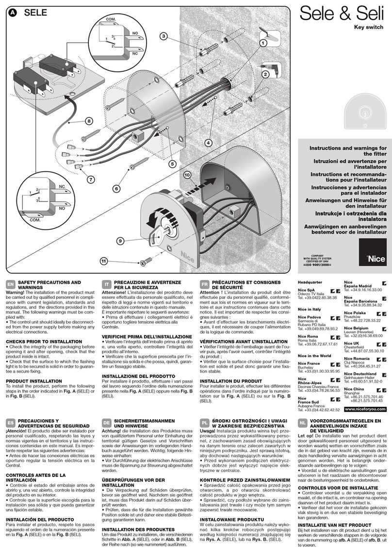 Nice Sele & Seli Instructions and warnings