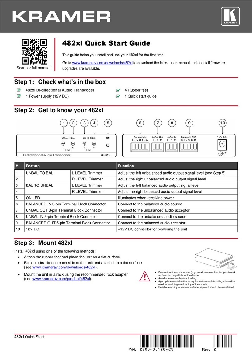 Kramer Tools 482xl User manual