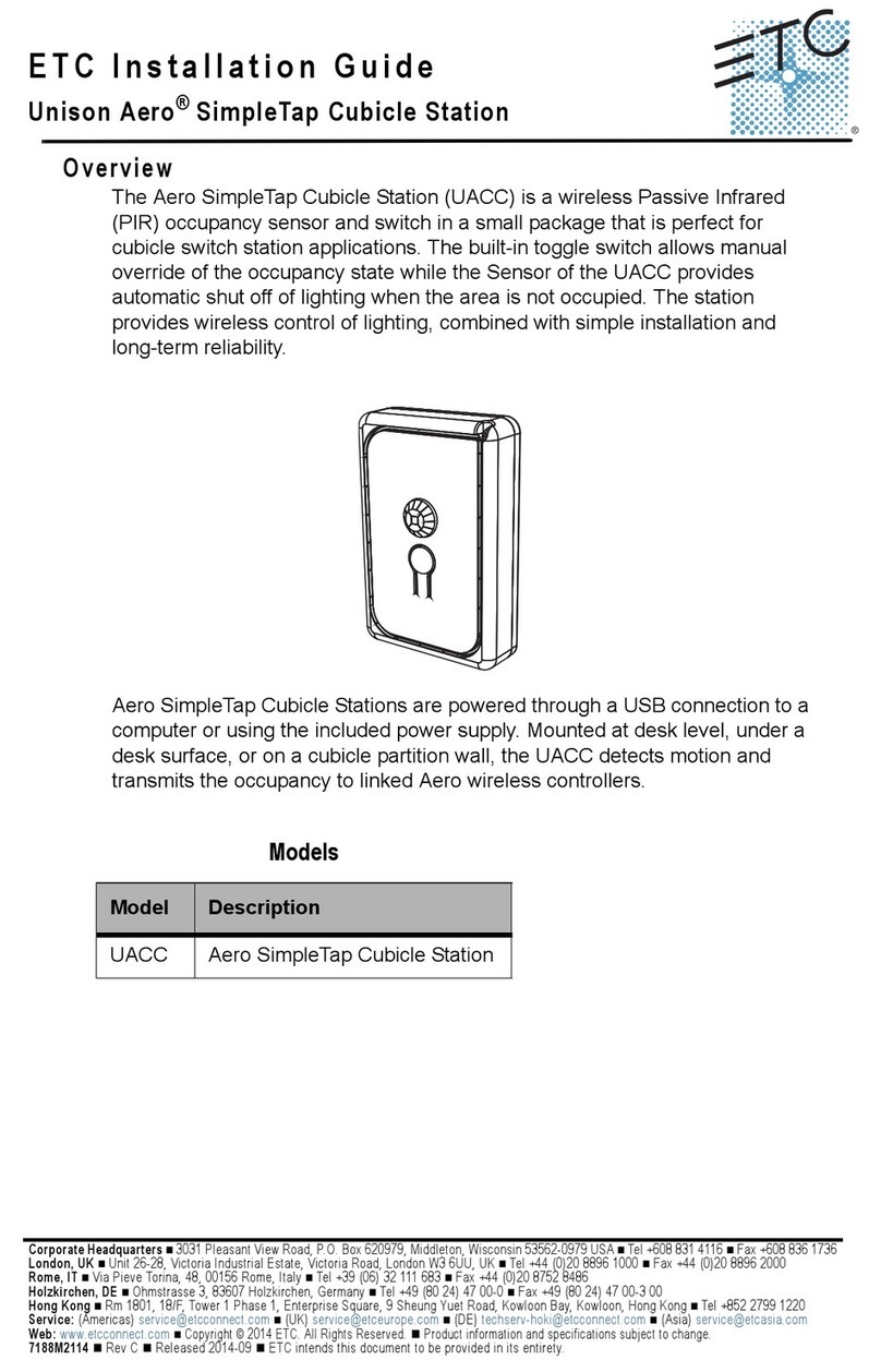 ETC Unison Aero SimpleTap Cubicle Station installation guide