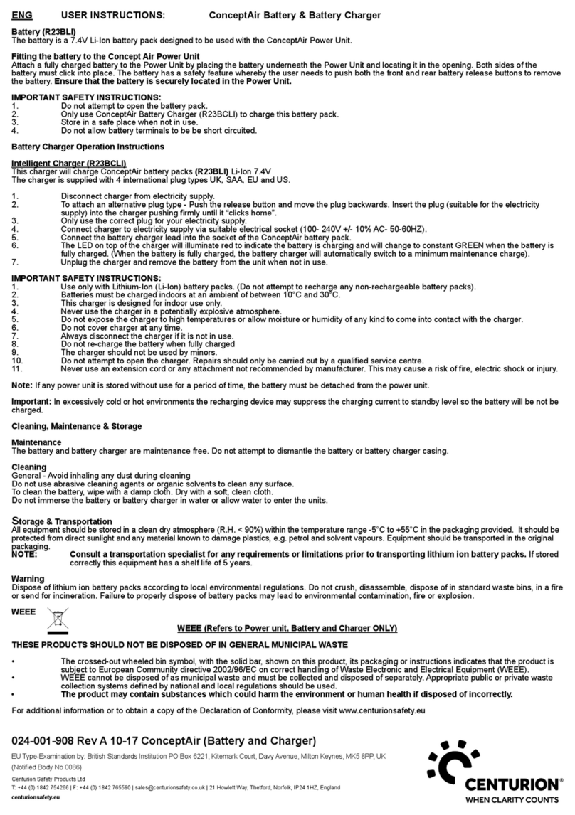 Centurion ConceptAir R23BCLI User instructions