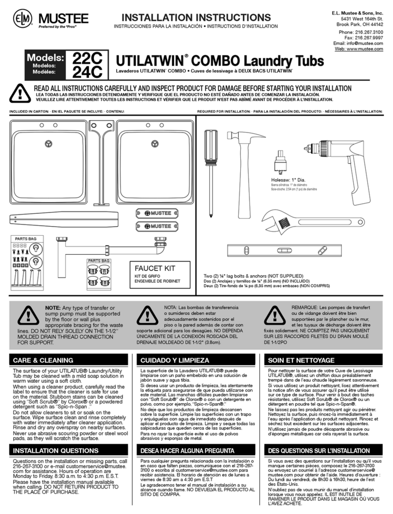 Mustee 22C installation instructions Mustee 22C installation instructions