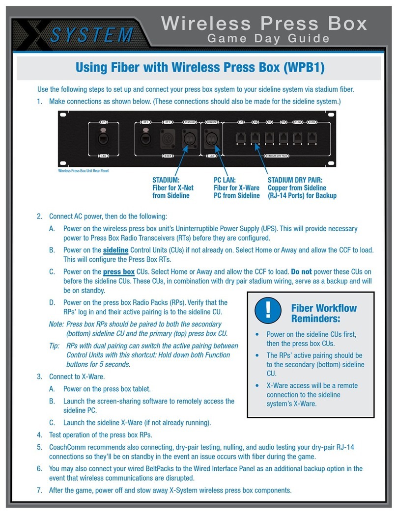 CoachComm X System WPB1 Game Day Guide