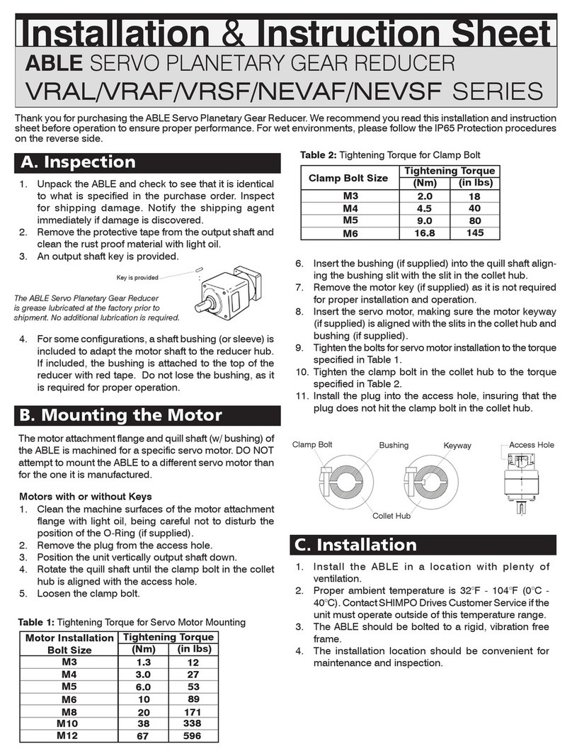 Shimpo VRAL Series Installation sheet
