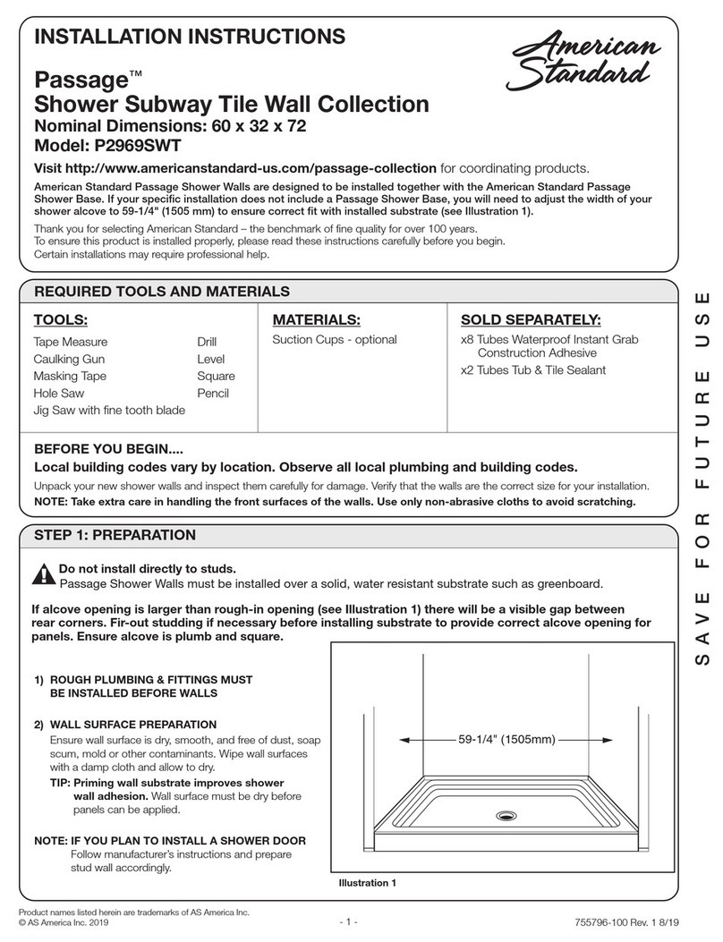 American Standard Passage Subway P2969SWT installation instructions