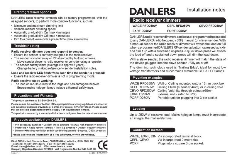 DANLERS WACE RFD250W Installation notes