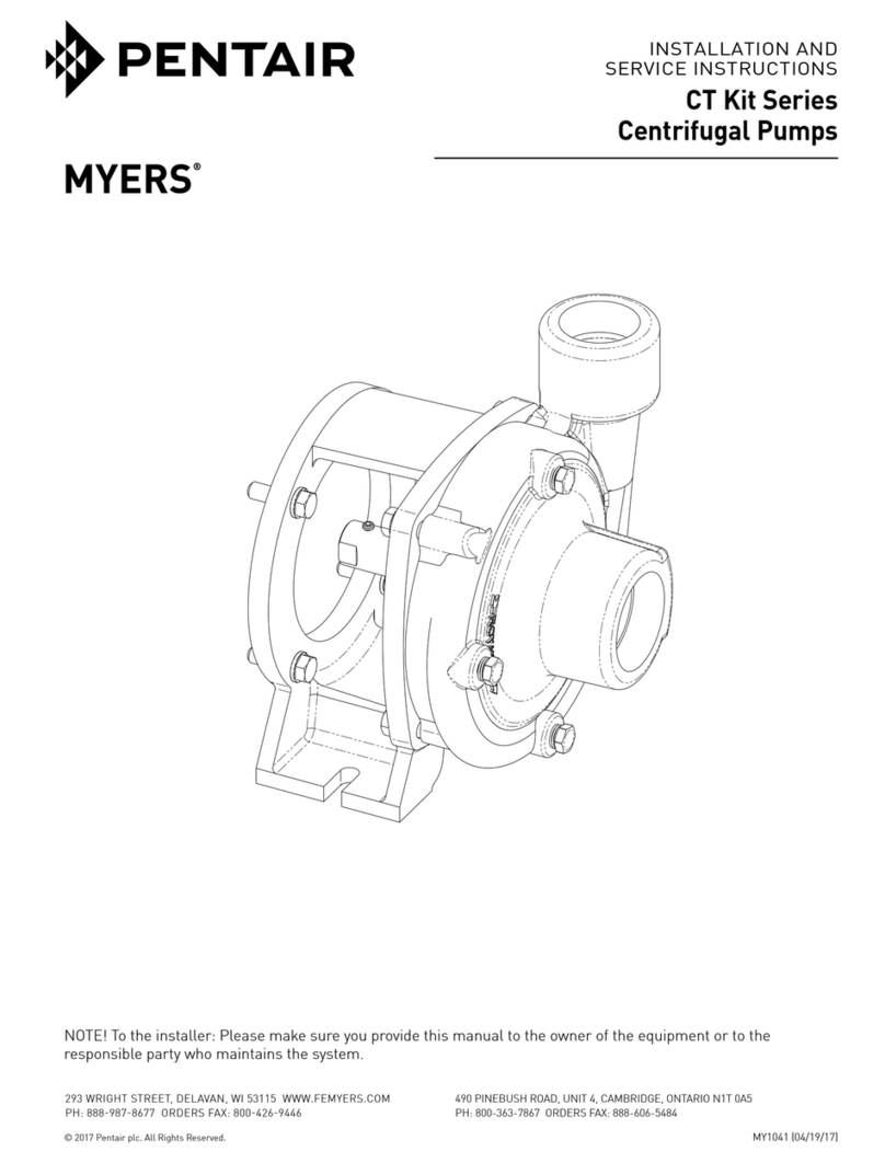 Pentair MYERS CT Series Installation and service instructions