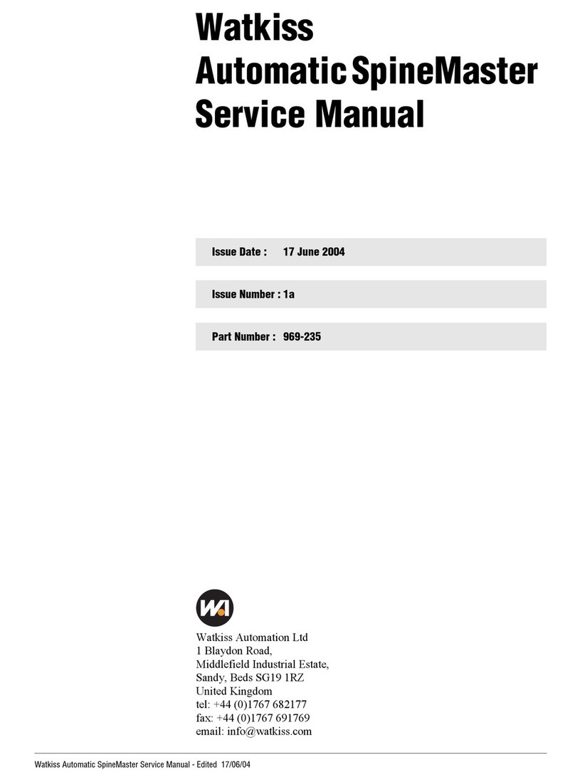 Watkiss Automation Automatic SpineMaster Service manual