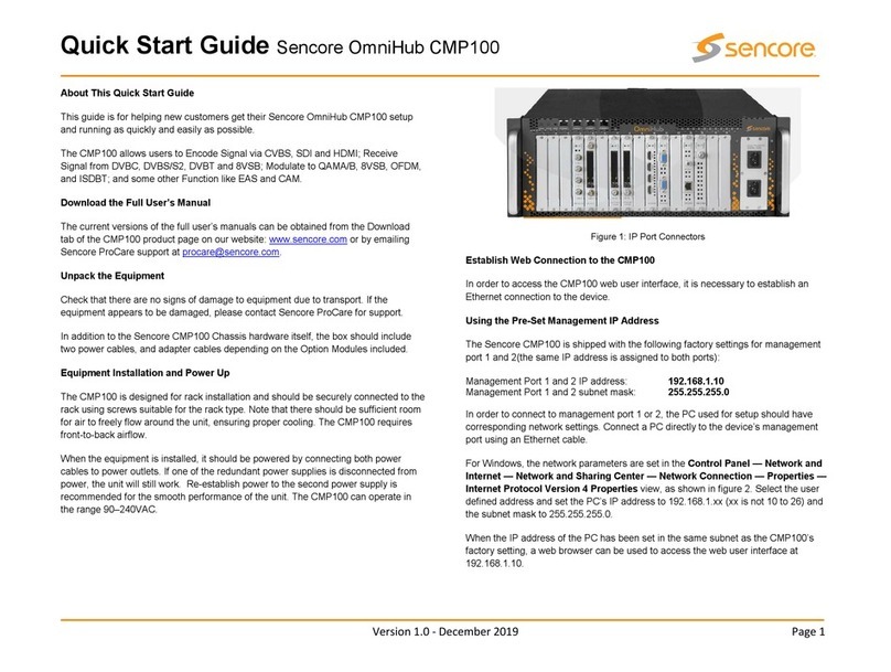 Sencore OmniHub CMP100 User manual