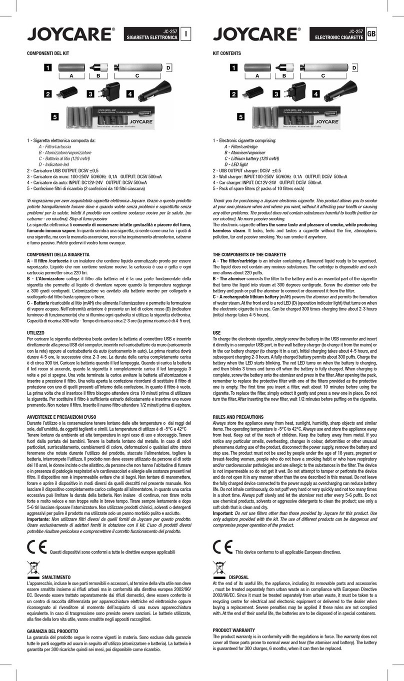 Joycare JC-257 quick start guide