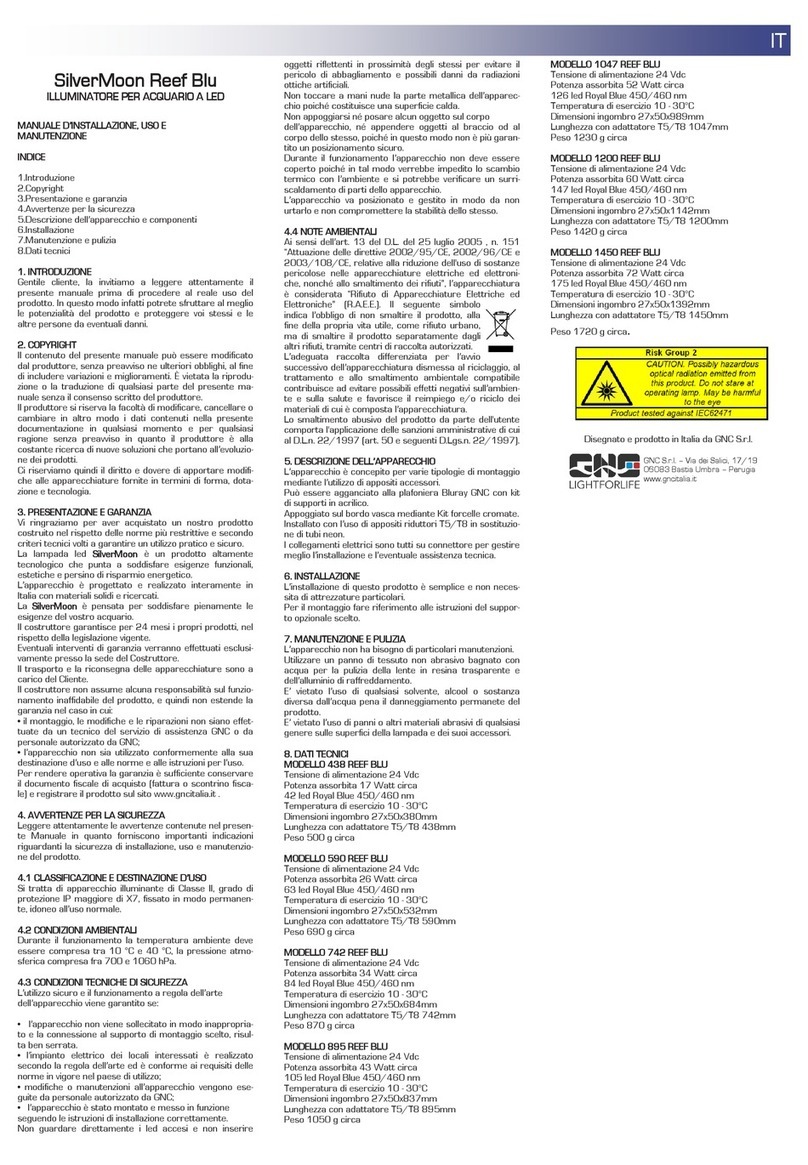 GNC SilverMoon 438 REEF BLU Installation operating & maintenance manual