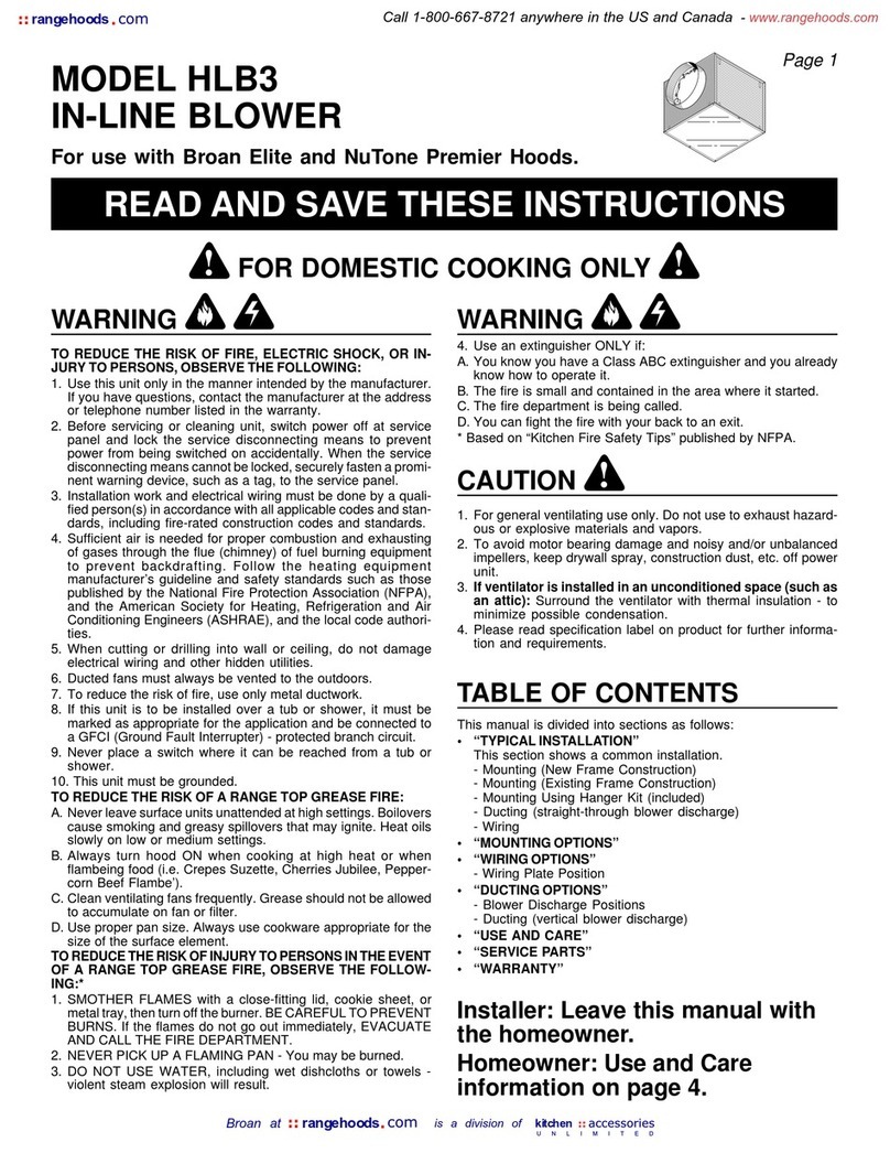Broan HLB3 instructions