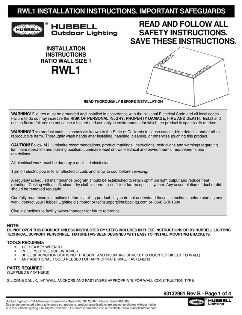 HUBBELL LIGHTING RWL1 installation instructions