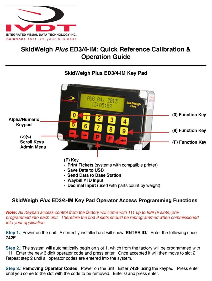 IVDT SkidWeigh Plus ED3-IM Quick Reference Calibration & Operation Guide