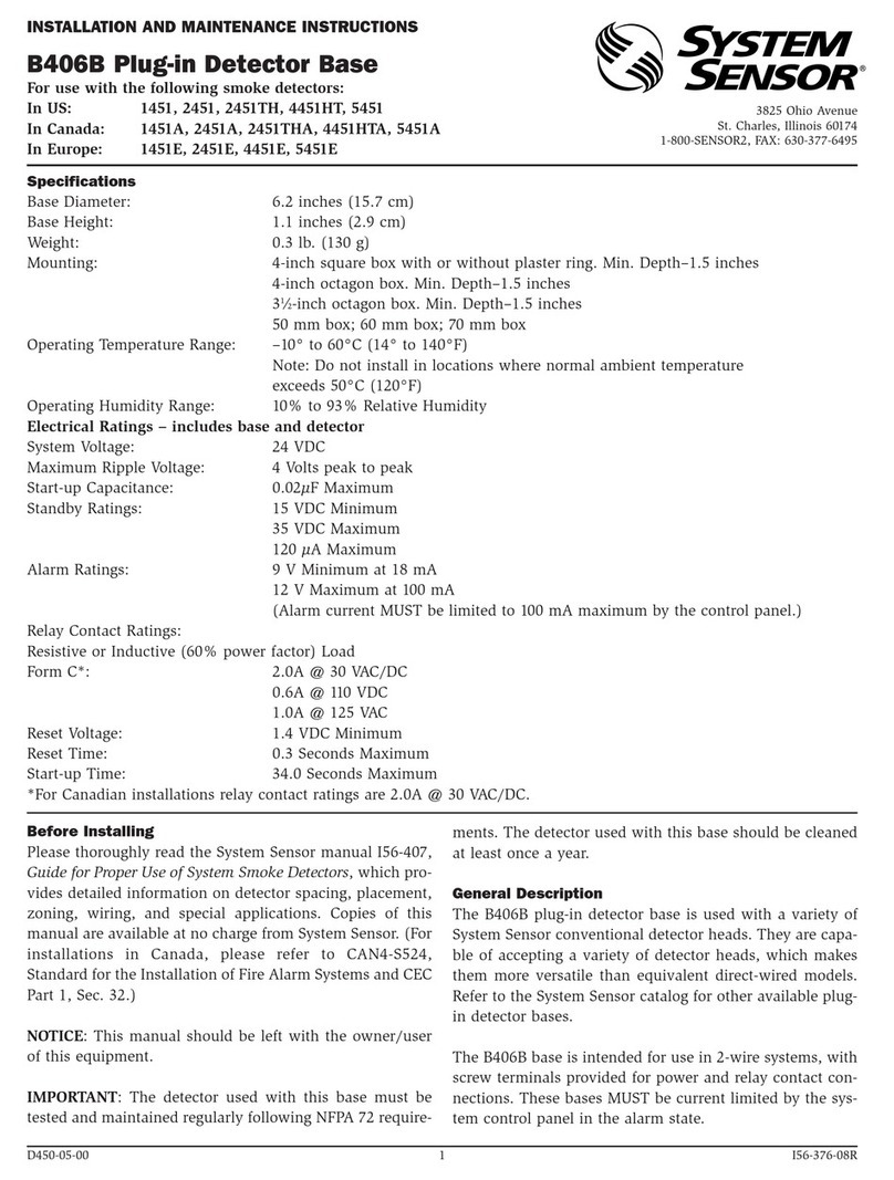 System Sensor B406B Installation and maintenance instructions