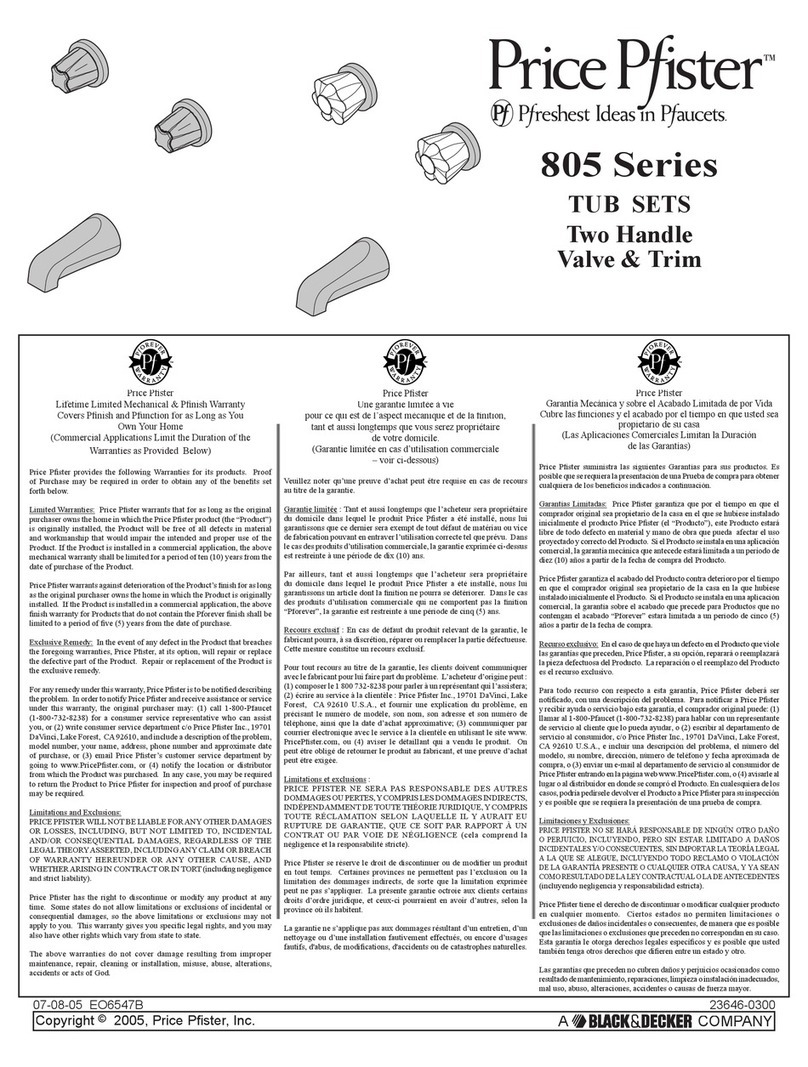 Black & Decker Price Pfister 805 Series User manual Black & Decker Price Pfister 805 Series User manual