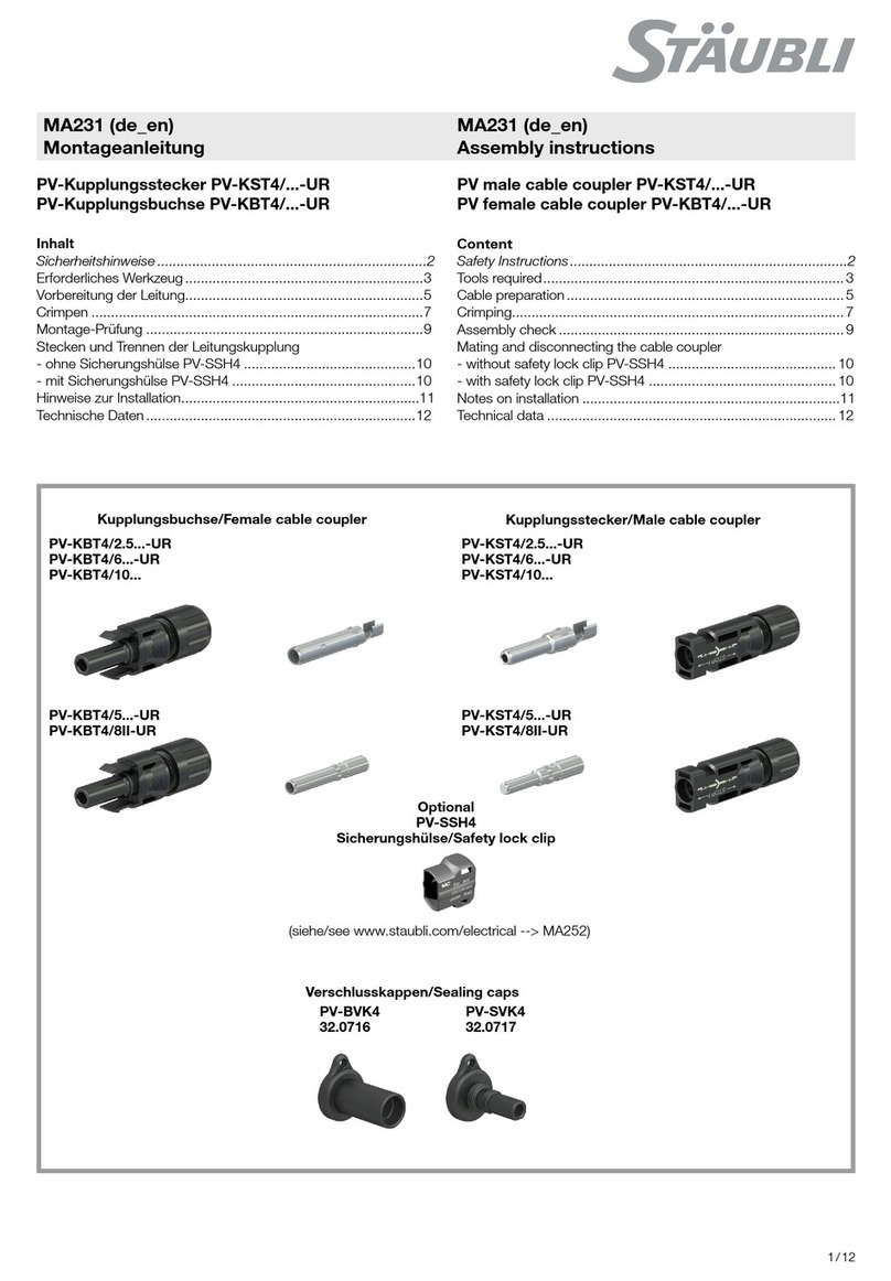 Staubli MA231 Assembly instructions