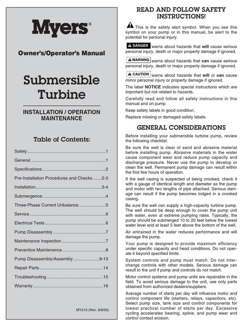 MYERS 8T-550 Owner's/operator's manual MYERS 8T-550 Owner's/operator's manual