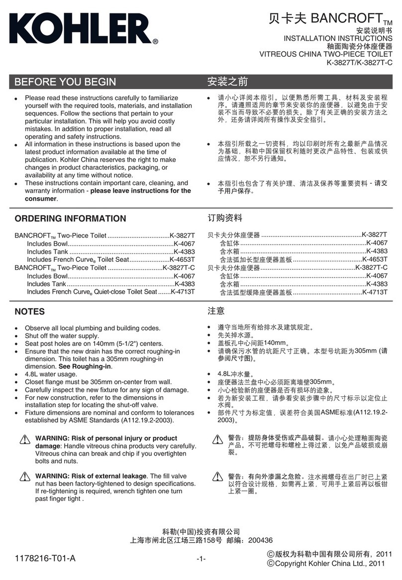 Kohler BANCROFT K-3827T User manual Kohler BANCROFT K-3827T User manual