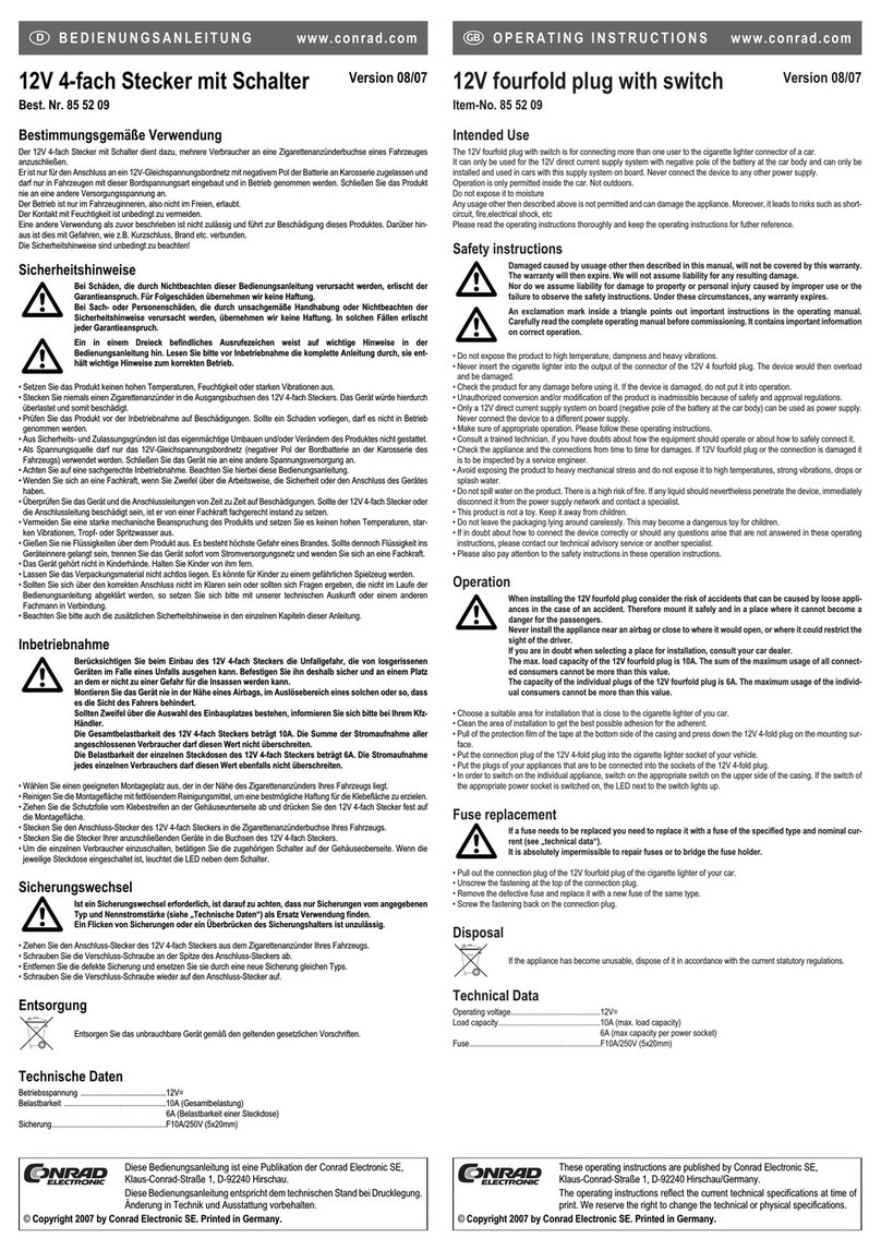 Conrad 85 52 09 User manual