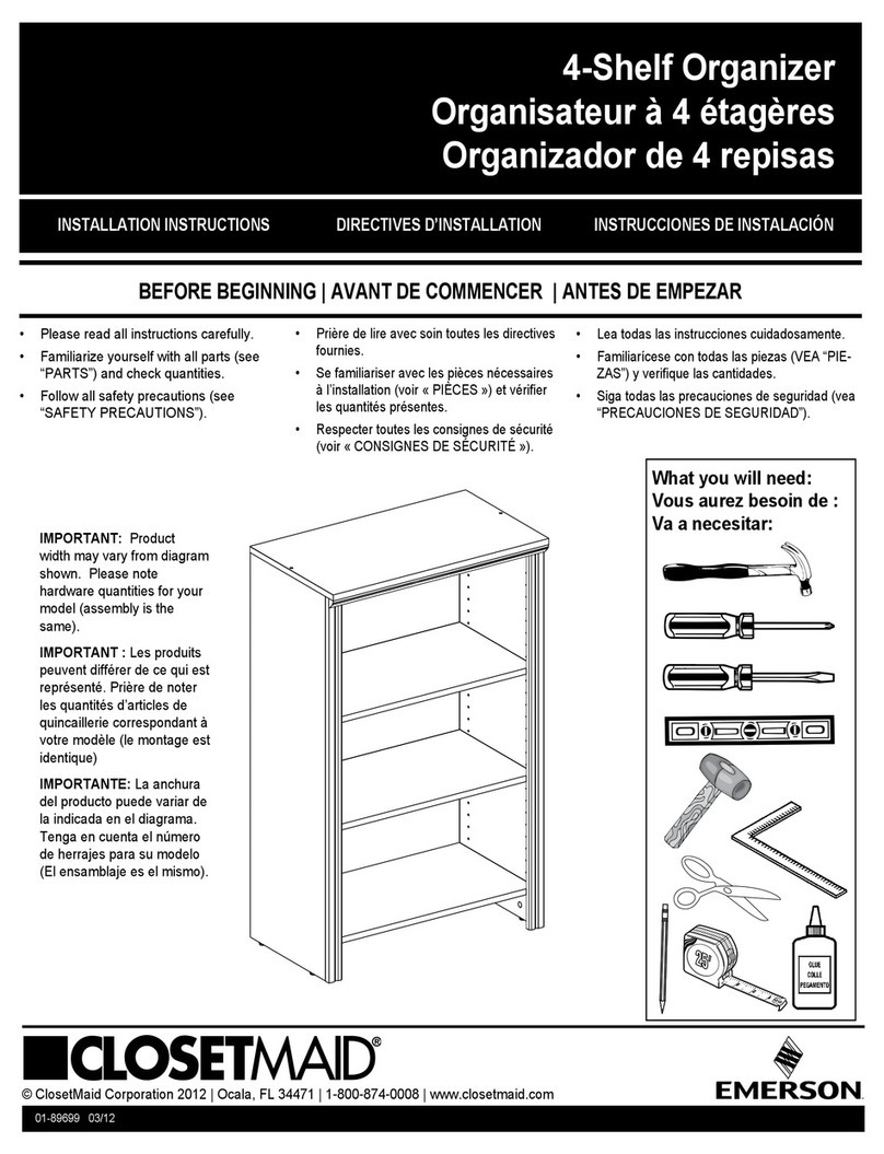 Emerson ClosetMaid 4-Shelf Organizer User manual