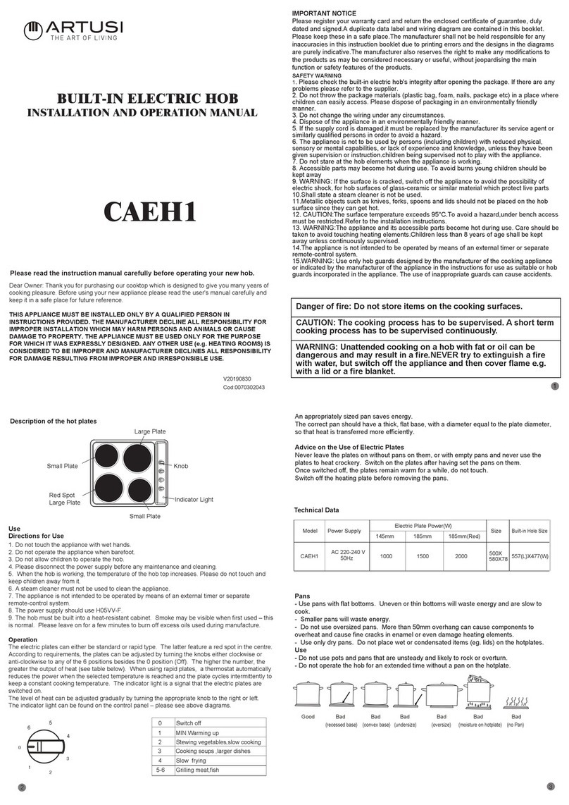 Artusi CAEH1 User manual