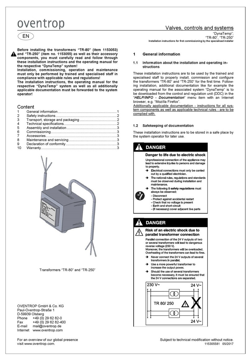 oventrop DynaTemp TR-80 Operating instructions