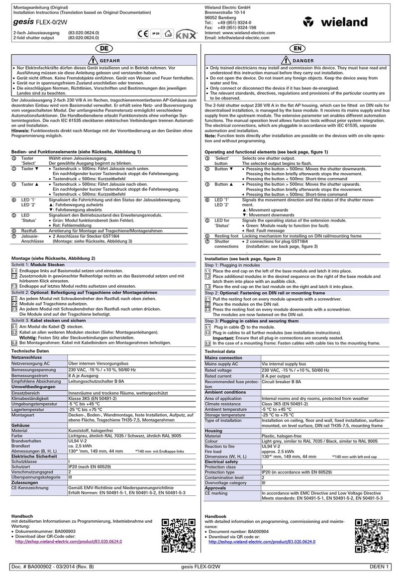 Wieland gesis FLEX-0/2W installation instructions