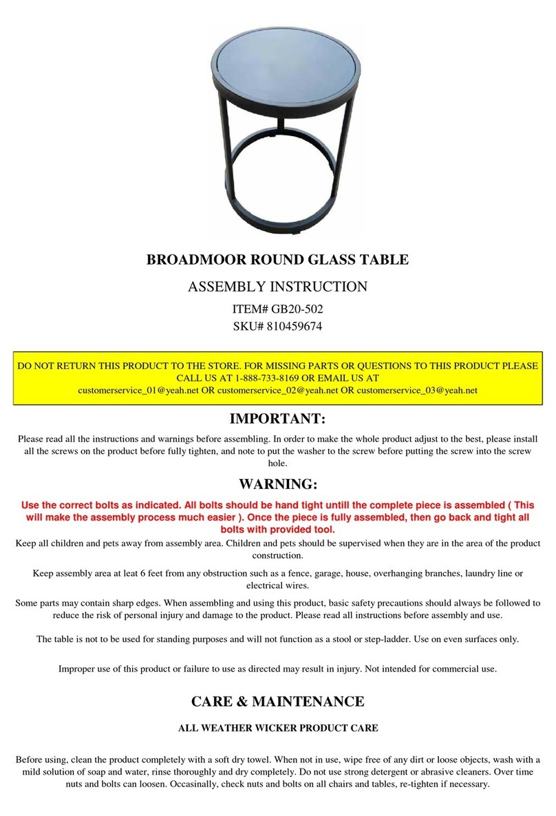 Wilson & Fisher BROADMOOR ROUND GLASS TABLE GB20-502 Assembly instruction