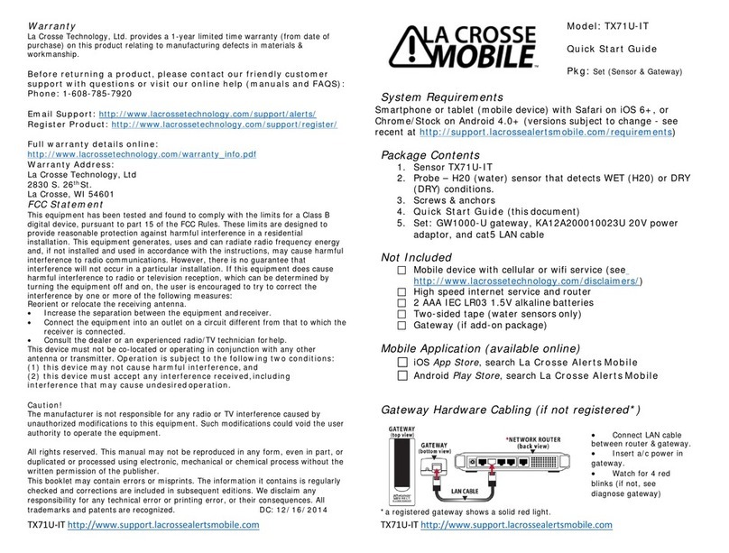 La Crosse Technology MOBILE TX71U-IT quick start guide