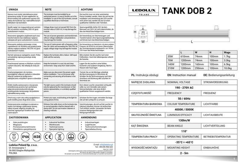 LEDOLUX TANK DOB 2 User manual