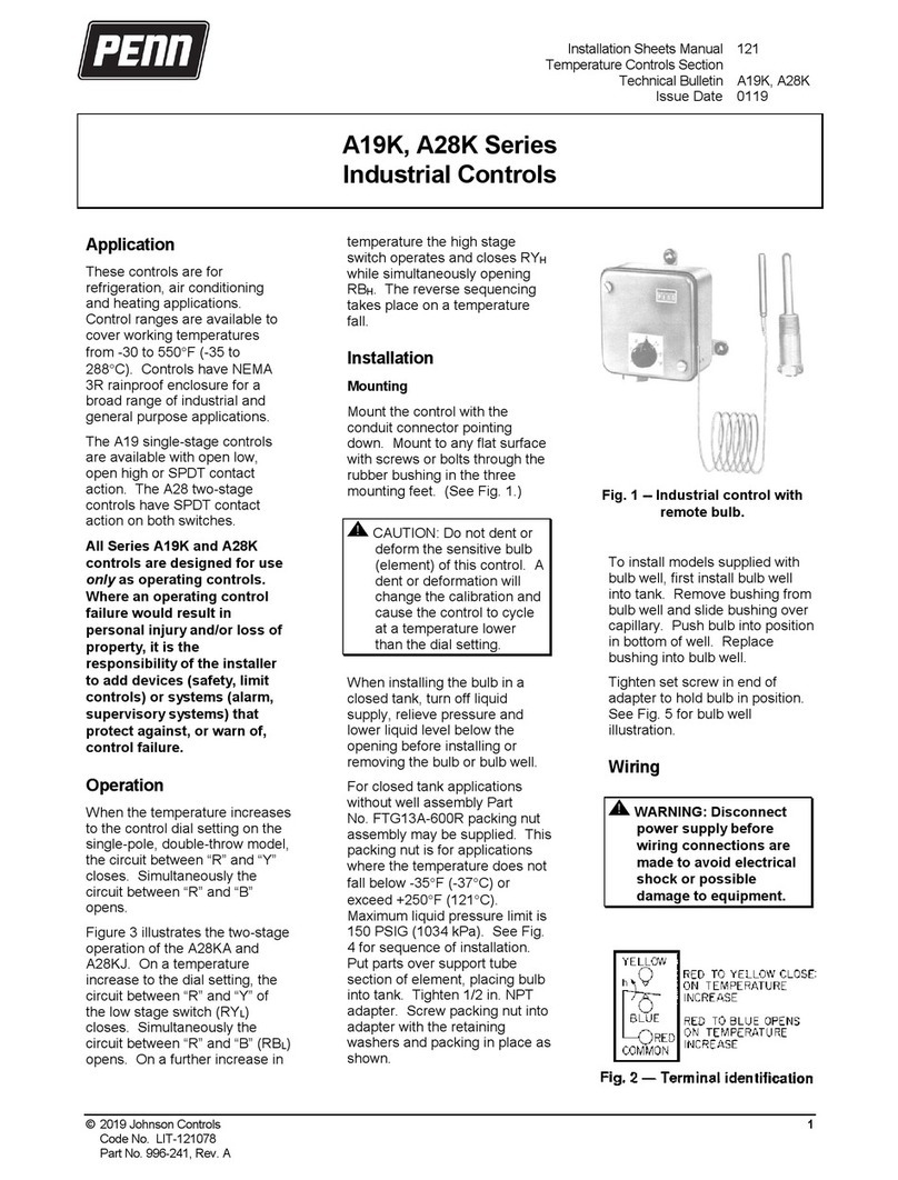 Johnson Controls Penn A19K Series User manual Johnson Controls Penn A19K Series User manual