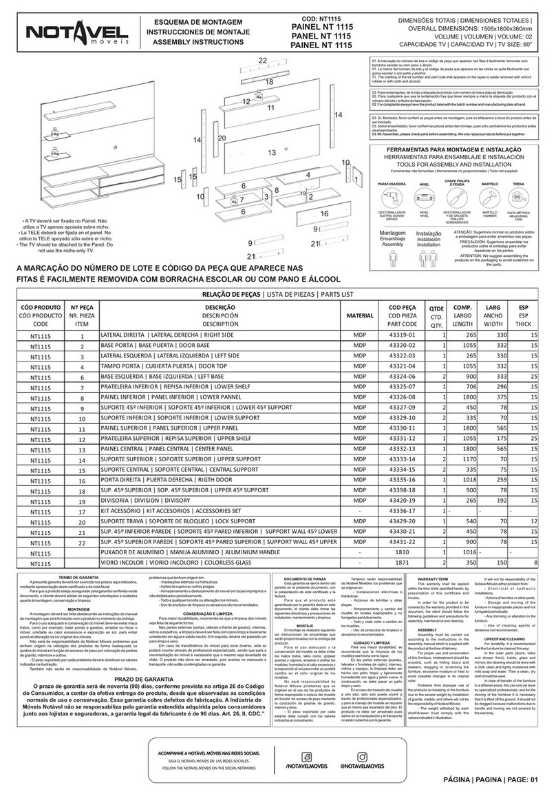 Notável Móveis PAINEL NT 1115 Assembly instructions