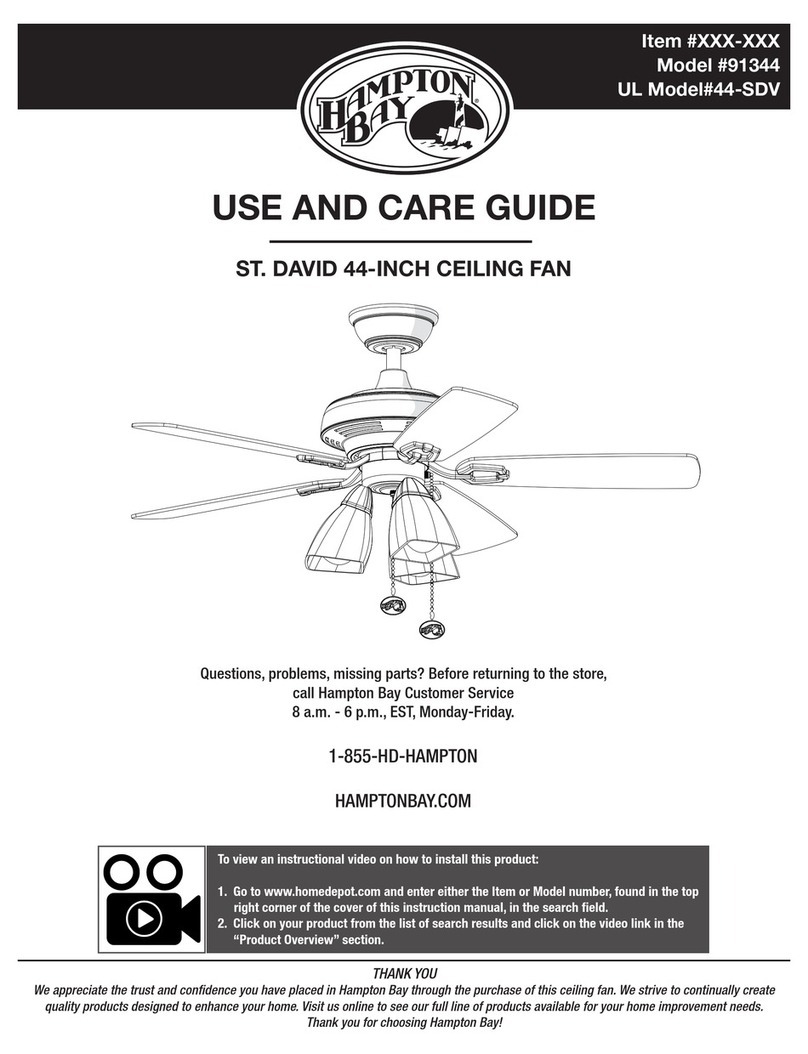 HAMPTON BAY ST. DAVID 91344 Use and care guide