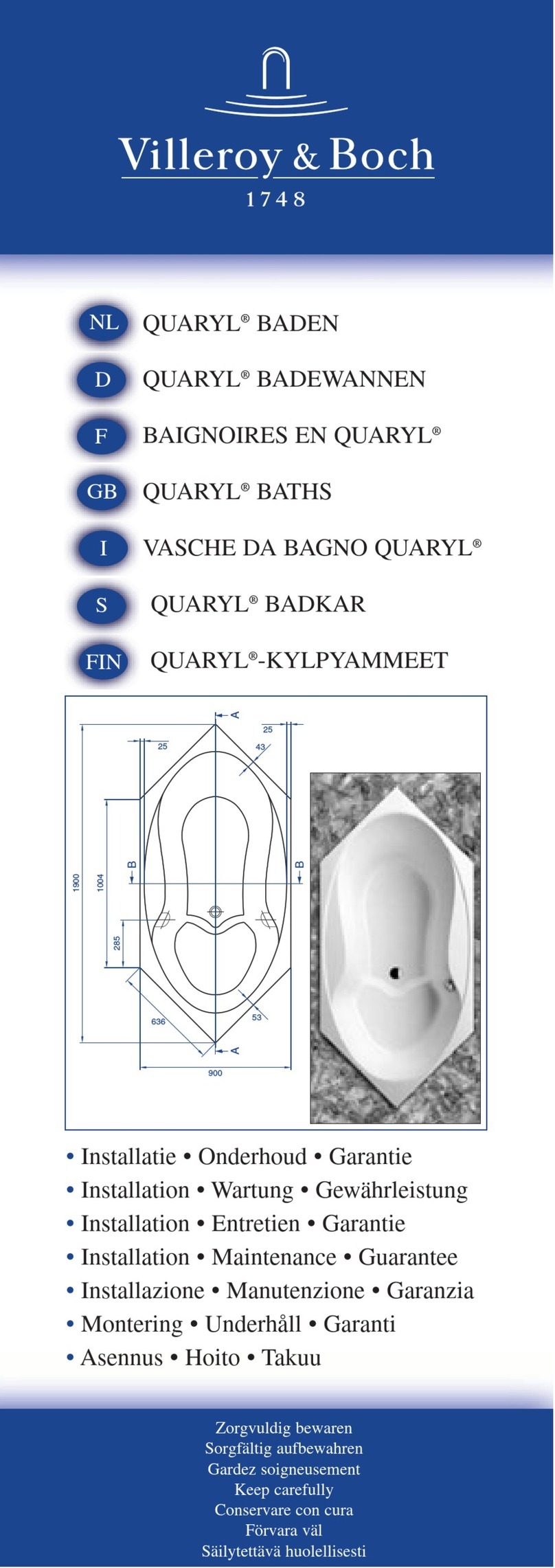 Villeroy & Boch Quaryl Installation & maintenance Villeroy & Boch Quaryl Installation & maintenance