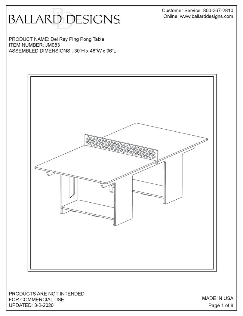 Ballard Designs Del Ray Ping Pong Table JM083 manual