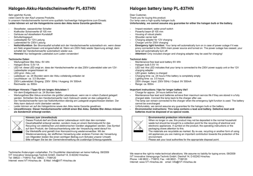 IVT-Hirschau PL-837HN quick start guide