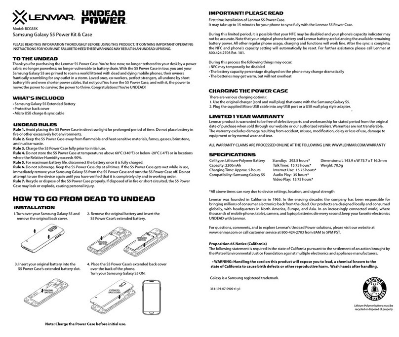 Lenmar BCGS5K User manual