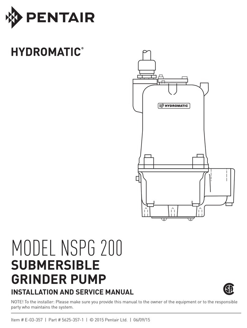 Pentair HYDROMATIC NSPG 200 Installation and service manual