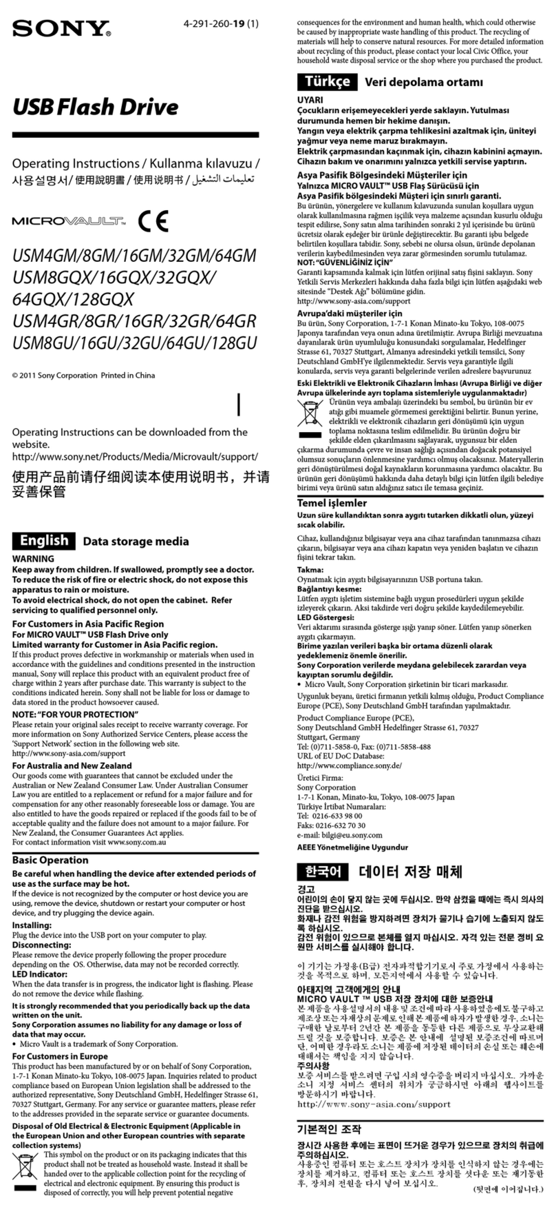 Sony USM4GM User manual
