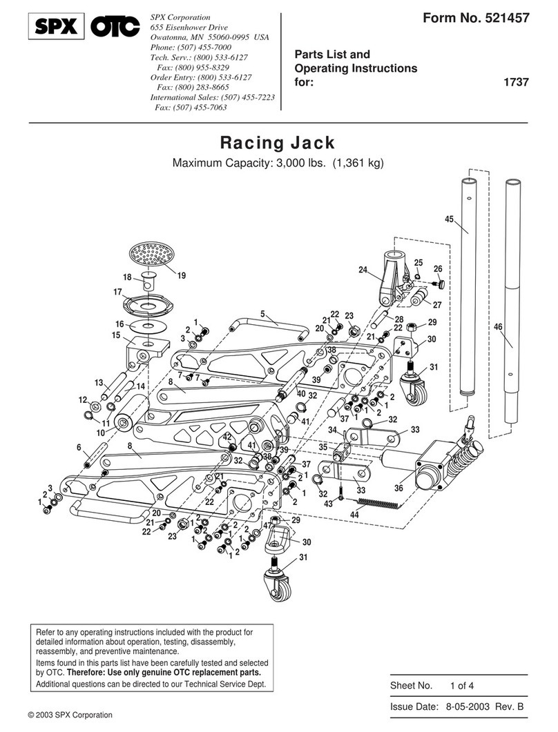SPX OTC 1737 Parts list and operating instructions SPX OTC 1737 Parts list and operating instructions