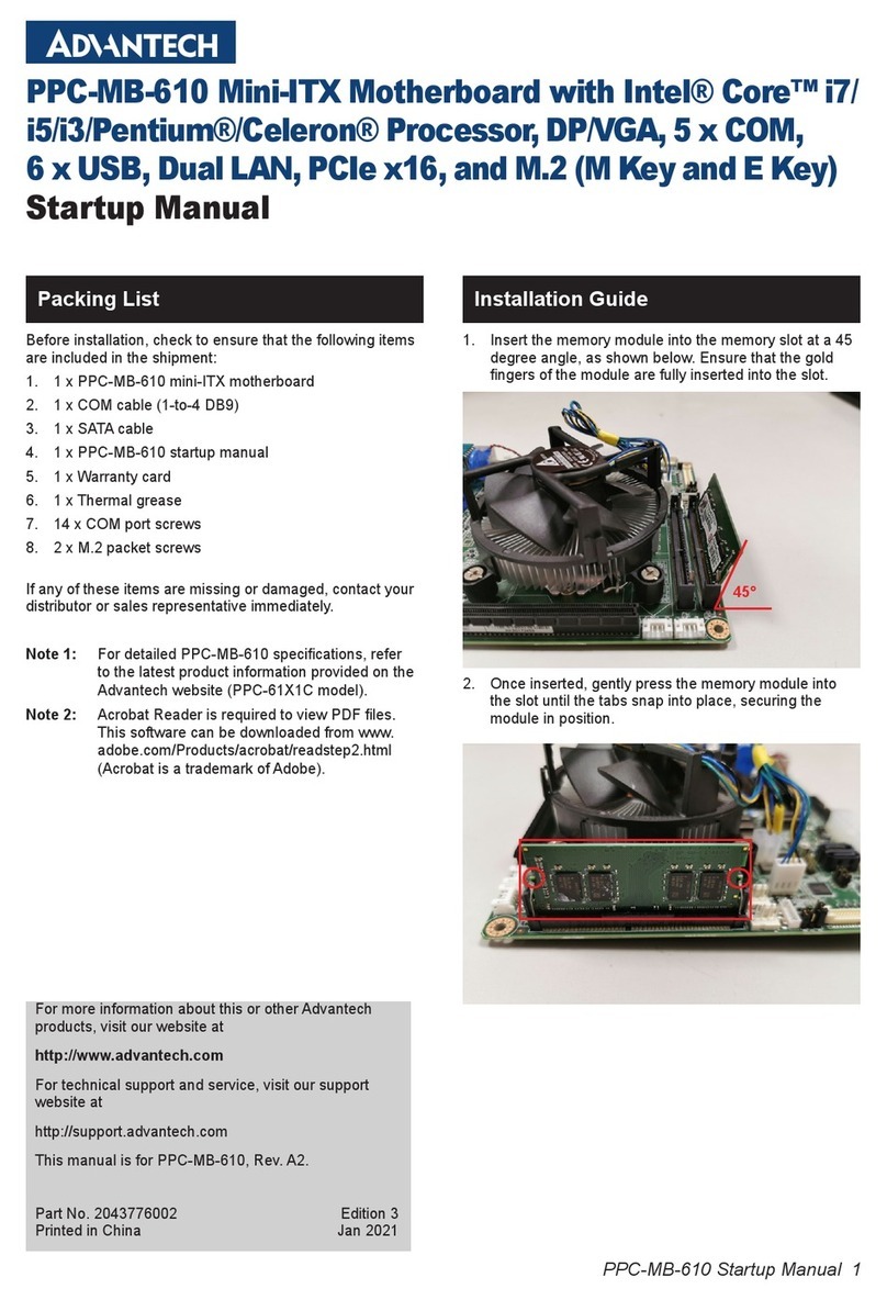 Advantech PPC-MB-610 Installation and operation manual