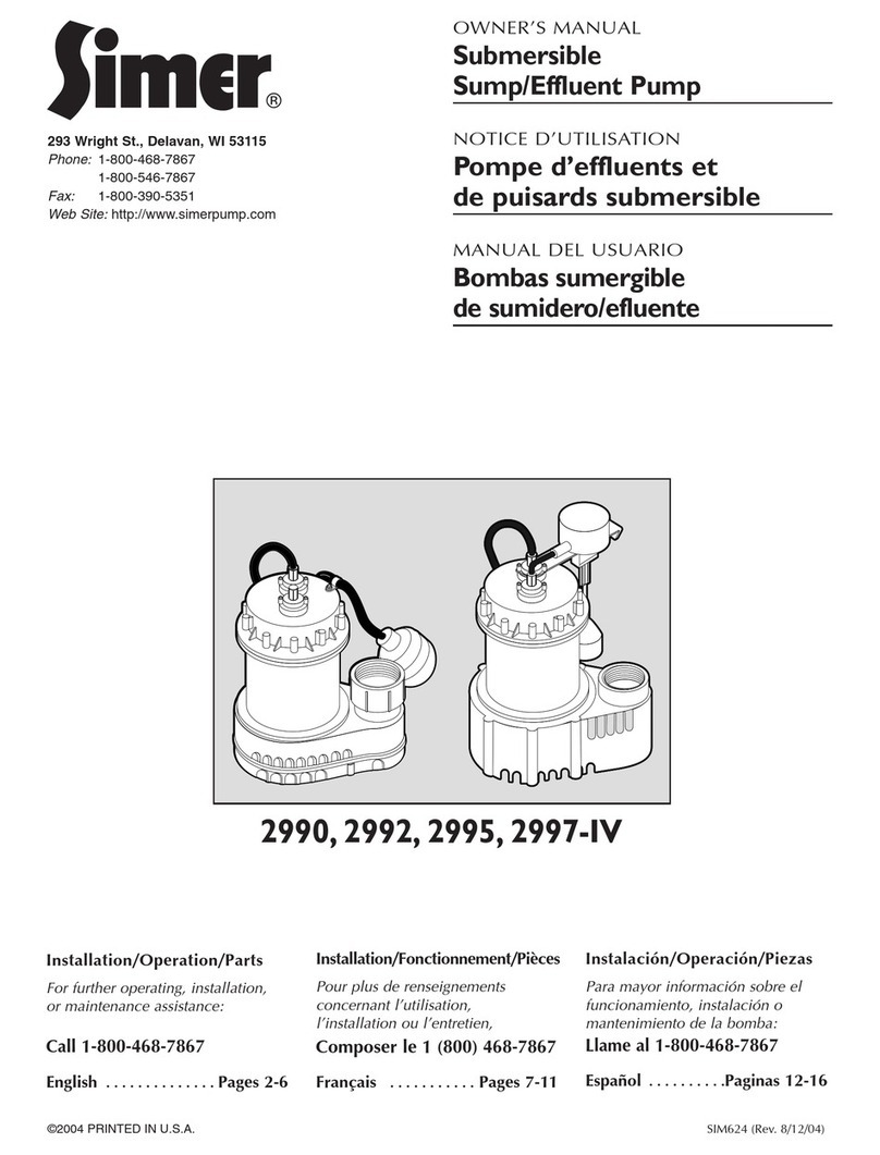 Simer 2990 User manual